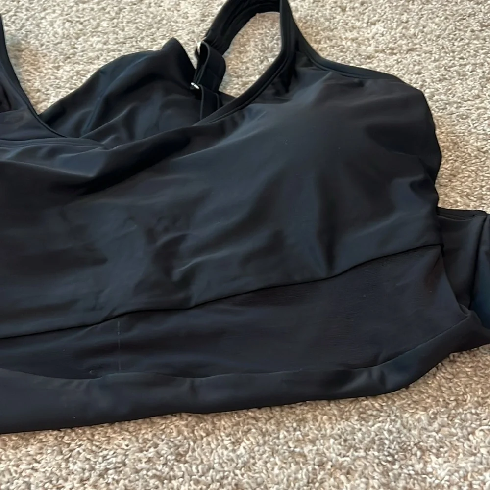 NWT Plus Size 2X black Cupshe Swimsuit mesh waistline adjustable straps‎ beach